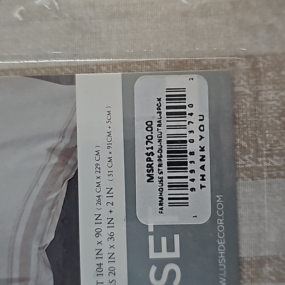 Lush Decor - 3pc King Farmhouse Stripe Reversible Duvet Set Tan Trend - Picture 4 of 14